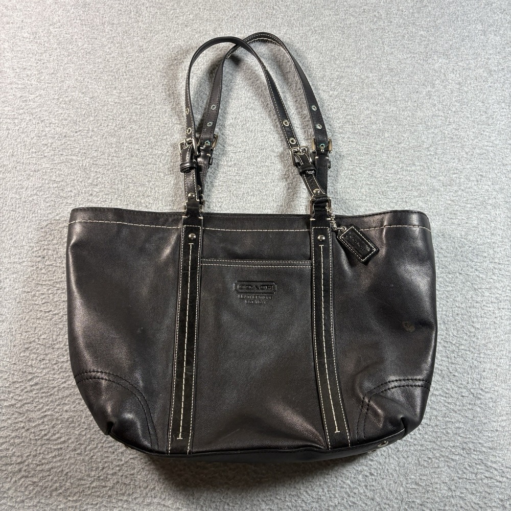 Vintage Coach Black Leather Gallery Tote Purse Bag Shoulder Handbag F13098 Y2K